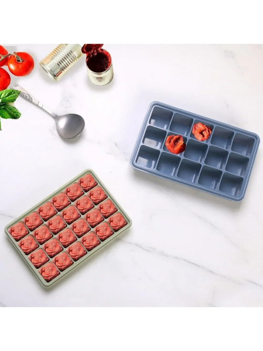 Multicolor Silicone Freezer Molds Set - Meal Prep Trays with Lids, 10 Pack